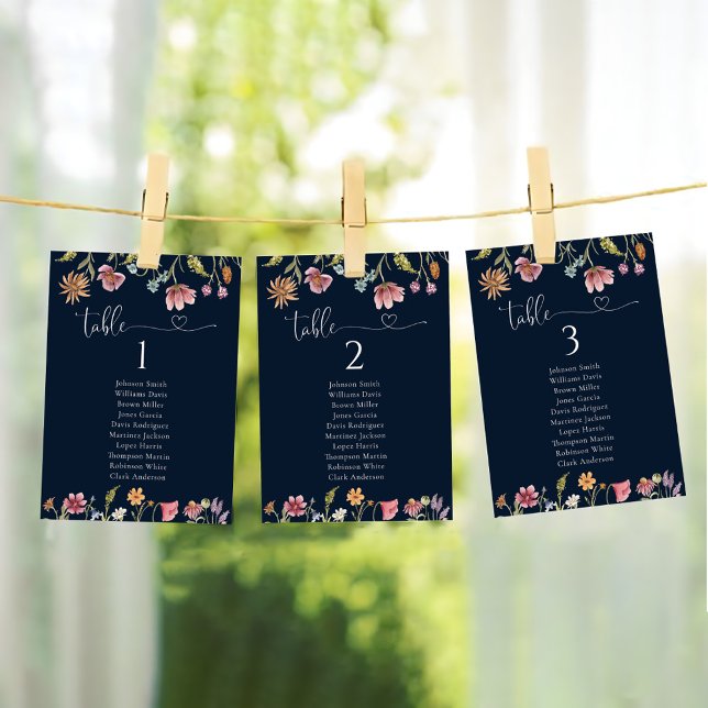Sittplatskort för vilda blommor Bröllop Bord (Skapare uppladdad)