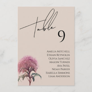 Sittplatskort för Wildblomma Bröllop Meny