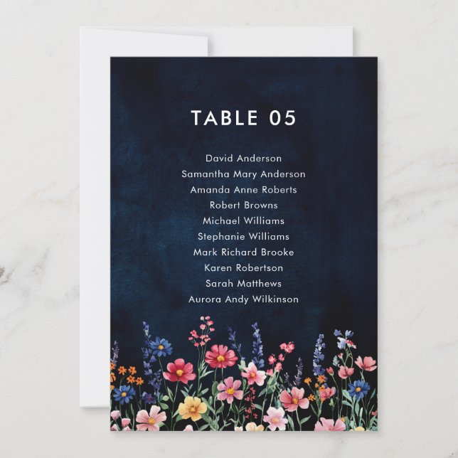 Sittplatskort för Wildblomma Rustic Land Boho Inbjudningar (Framsida)