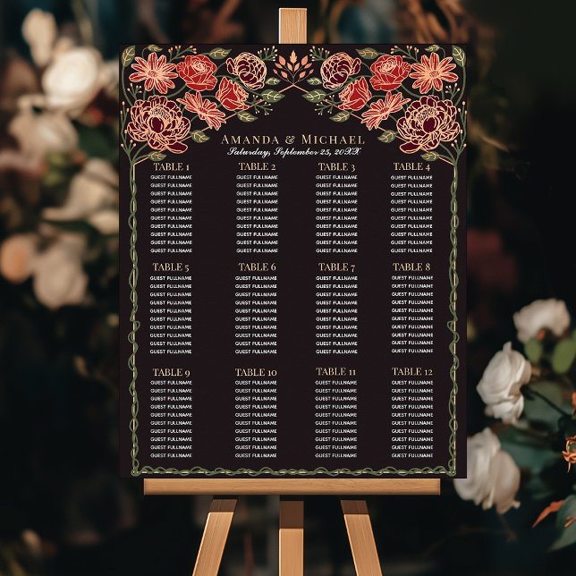 Sittplatsschemat för Garden-bröllopet i ro Guld Poster (Skapare uppladdad)
