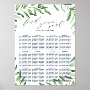 Sittplatsschemat för Olive Gren Boho Garden-bröllo Poster