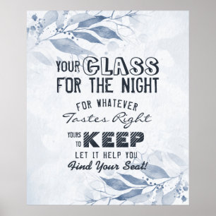 Sittplatsskylt för bröllop Glas för natten Hitta d Poster