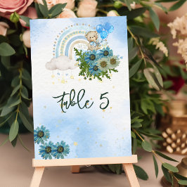 Sittplatta Beary Boho Rainbow Blue Balloon Bordsnummer