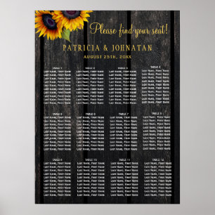 Sittplatta i bröllop, rustiska solblommor poster
