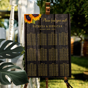 Sittplatta i bröllop, rustiska solblommor poster