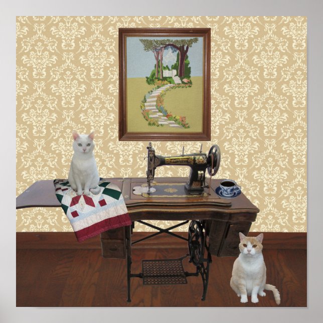 Sittrum Poster med Maskin i Antique Sewing (Framsidan)