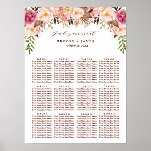 Sittschemat för Burgundy Marsala Boho Bröllop Poster