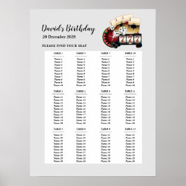 Sittskylt för CASINO party, säte för födelsedagsfe Poster