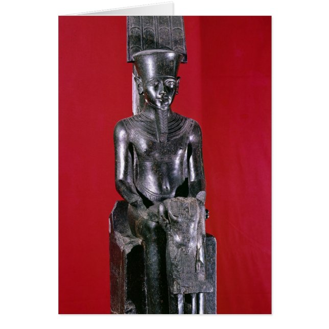Sittstaty av gud Amon-skydd Hälsningskort (Framsidan)
