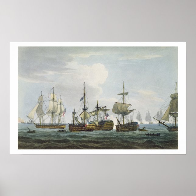 Situationen för HMS Temeraire i slaget vid Trafal Poster (Framsidan)