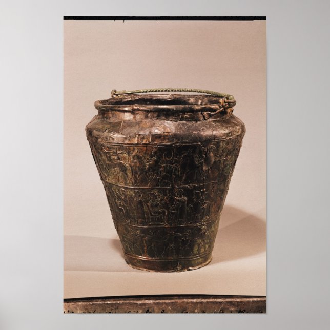 Situla med tre repousse dekorativa band poster (Framsidan)