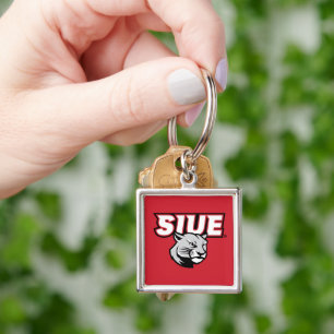 SIUE Cougars Fyrkantig Silverfärgad Nyckelring