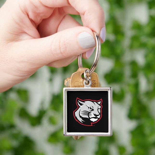 SIUE Cougars Fyrkantig Silverfärgad Nyckelring (Hand)