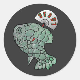 Siuuucky SEA-R-7 Fan Fisk-Bubbla Fisk Parodi  Runt Klistermärke