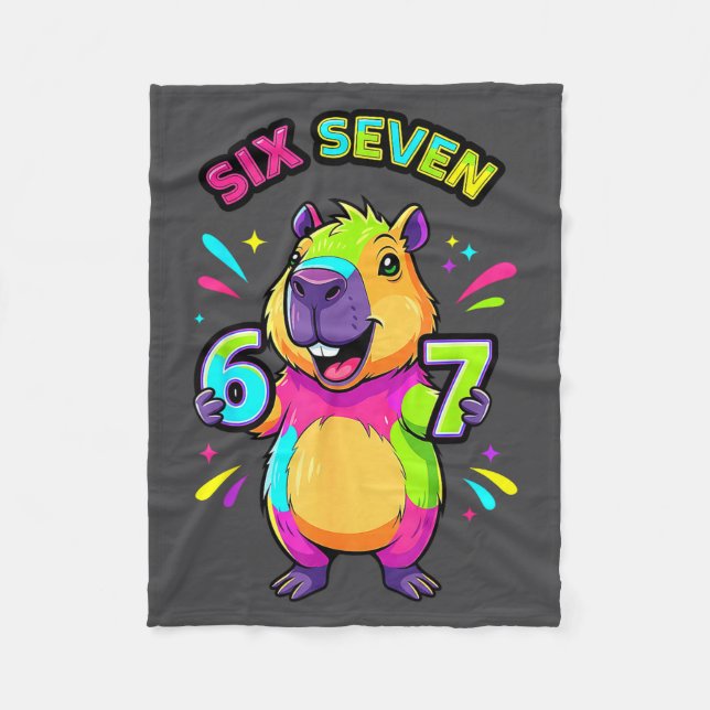 Six Cartoon Seven 67 Capybara Trendy Fleecefilt (Framsidan)