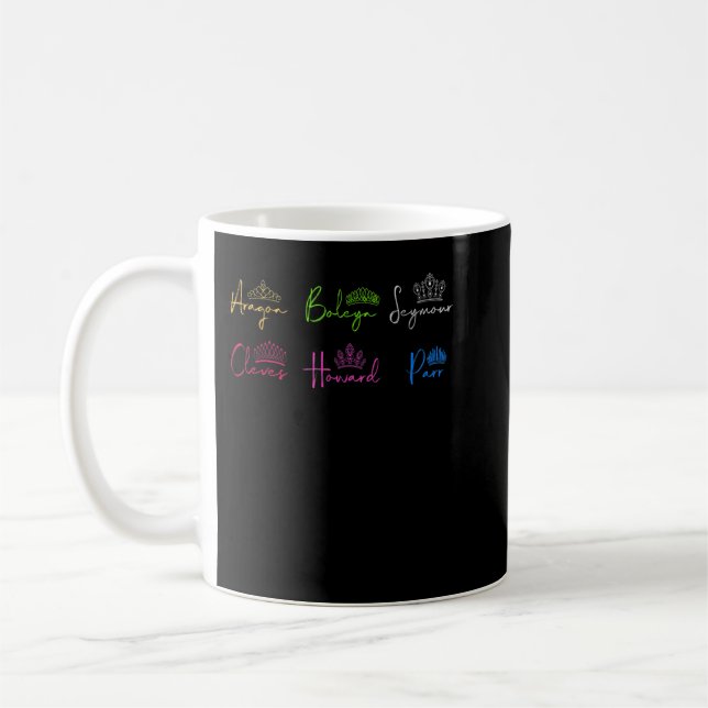 Six Ex Wives of Henry VIII - Signatures & Crowns  Kaffemugg (Vänster)