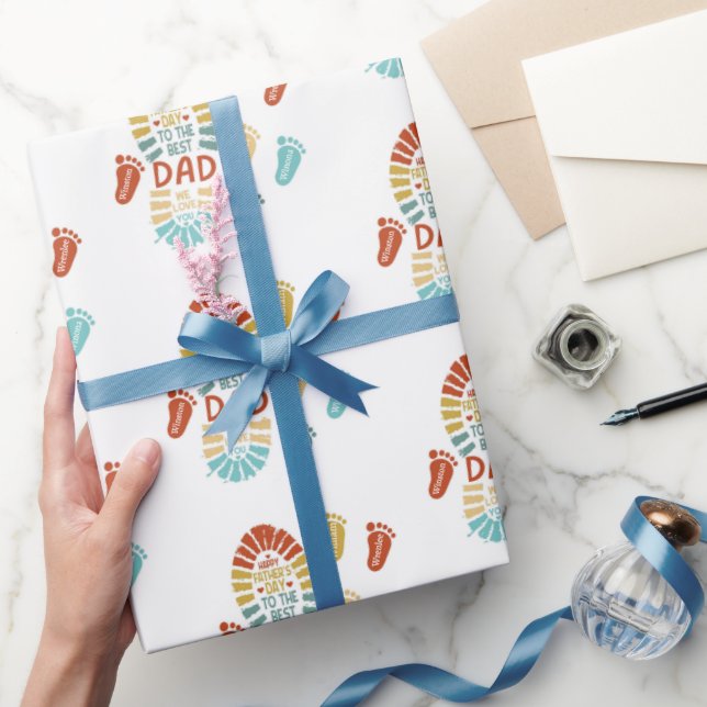 Six Footsteps Fatrhers Day Wrapping Paper Presentpapper (Gifting)