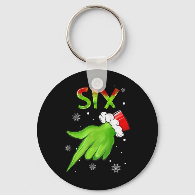 Six Funny Six Seven 6 7 Meme Santa Christmas Xmas  Nyckelring (Framsida)