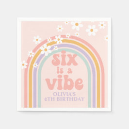 Six is a Vibe Pastelregnbåge 6-årsdag Pappersservett