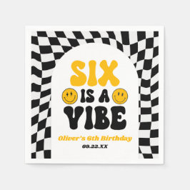 Six Is A Vibe Retro Sixth 6th Birthday Party Pappersservett