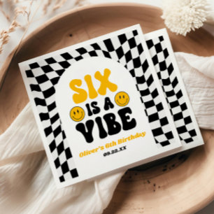 Six Is A Vibe Retro Sjätte 6-års Födelsedagsfest Pappersservett