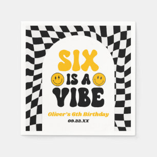 Six Is A Vibe Retro Sjätte 6-års Födelsedagsfest Pappersservett