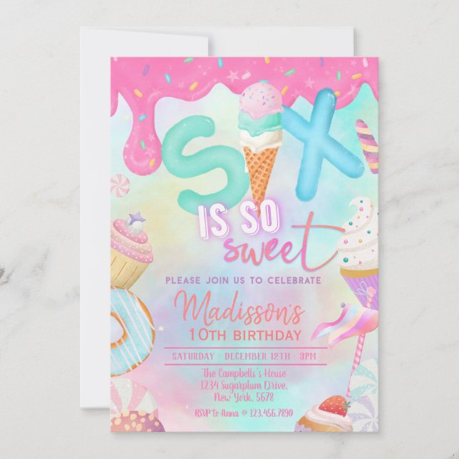 six is so sweet invitation inbjudningar (Framsida)
