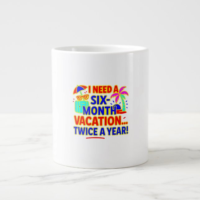 Six-Month Vacation Twice a Year Funny Mug Jumbo Mugg (Framsidan)