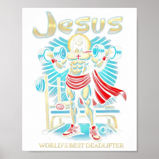 Six Pack Jesus Världens Bästa Dödläftere Kristna J Poster (Framsidan)