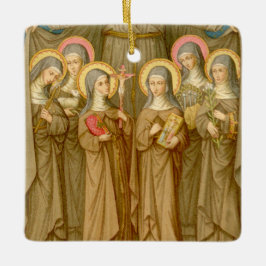 SIx Poor Clare Saints (SAU 027) Julgransprydnad Keramik