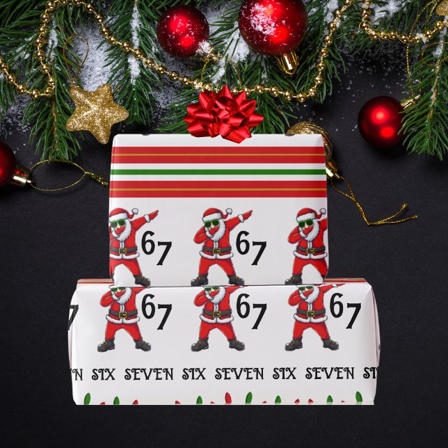 Six Seven 67 6 7 6-7 Meme Santa Dubbing Christmas Presentpapper (Skapare uppladdad)