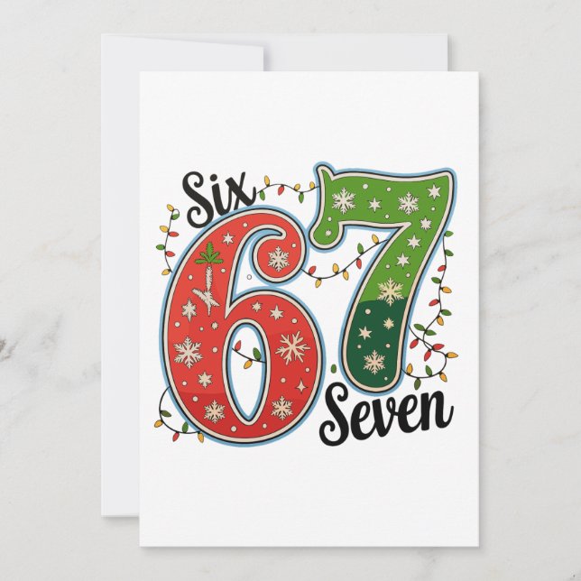 Six Seven 67 6 7 Christmas Meme Funny Xmas Lights Julkort (Framsida)