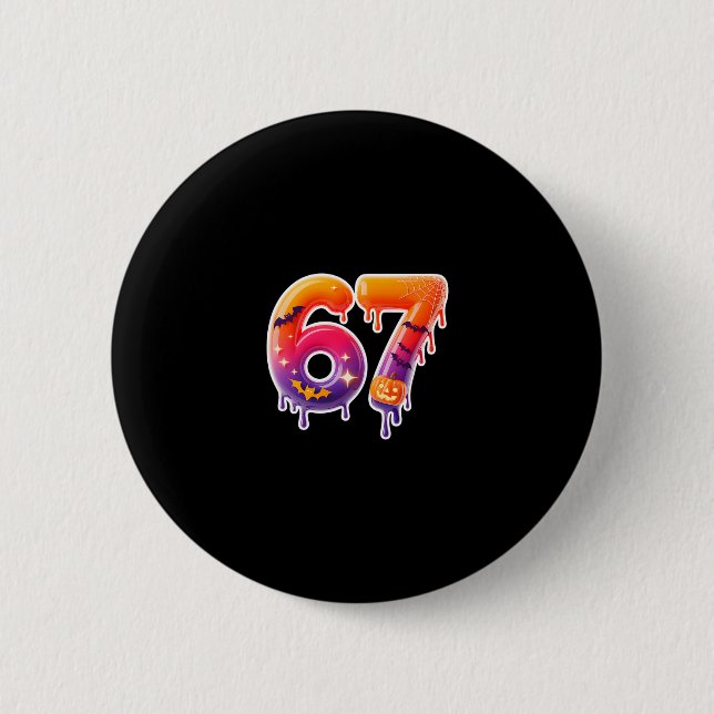 Six Seven 67 6 7 Meme Design Funny Ice Cream Drip  Knapp (Framsida)