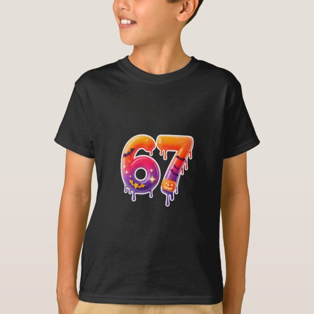 Six Seven 67 6 7 Meme Design Funny Ice Cream Drip  T Shirt (Framsida)