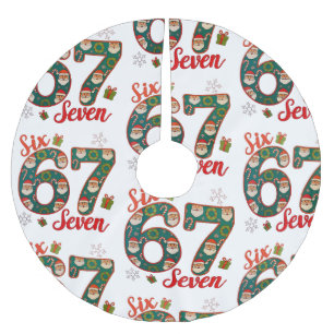 Six Seven 67 6 7 Meme Jul Xmas Tomte Hatt Julgransmatta Borstad Polyester