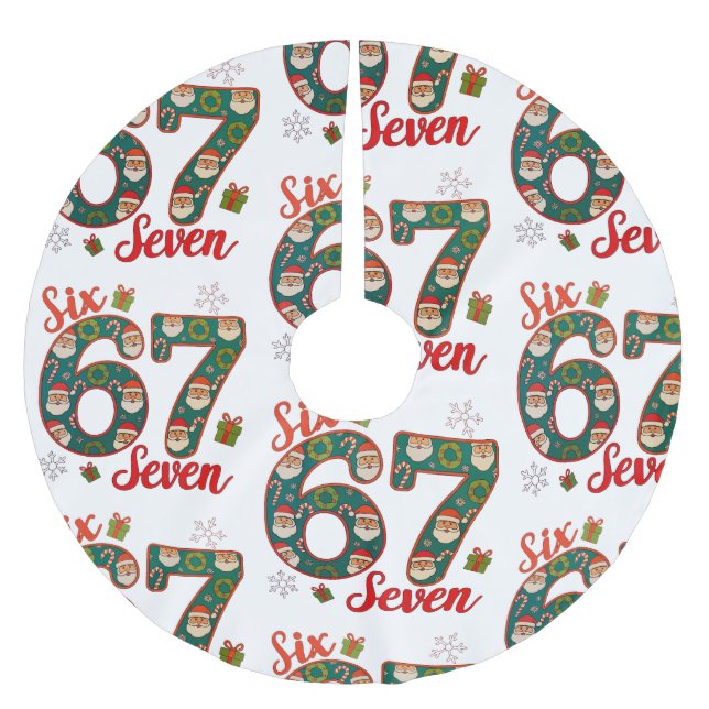 Six Seven 67 6 7 Meme Jul Xmas Tomte Hatt Julgransmatta Borstad Polyester (Framsidan)