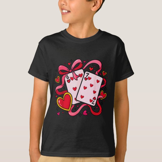 Six Seven 67 Boys Girls Valentines Day Cool Playin T Shirt (Framsida)