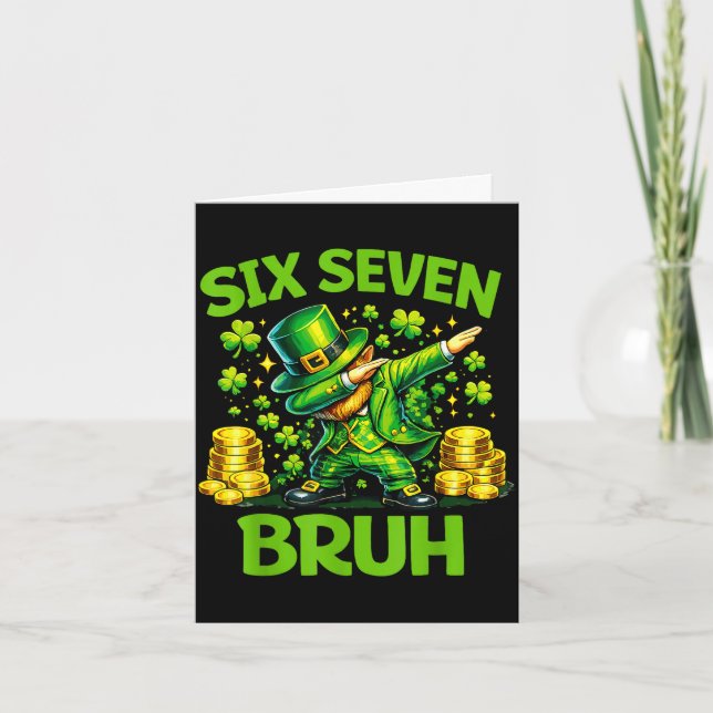 Six seven 67 bruh 6 7 meme funny st patricks day kort (Framsida)
