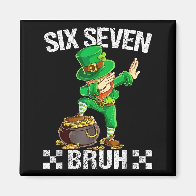 Six Seven 67 Bruh Dabbing Leprechaun St Patrick D Magnet (Framsidan)