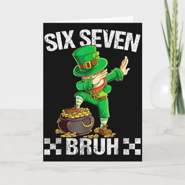 Six Seven 67 Bruh Dabbing Leprechaun St Patricks D Kort (Framsida)
