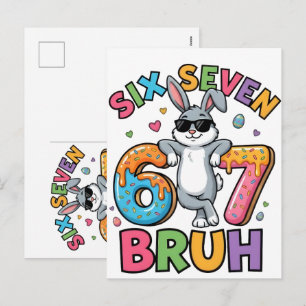 Six Seven 67 Bruh Påskharen Meme T-Shirt Rolig Helg Vykort