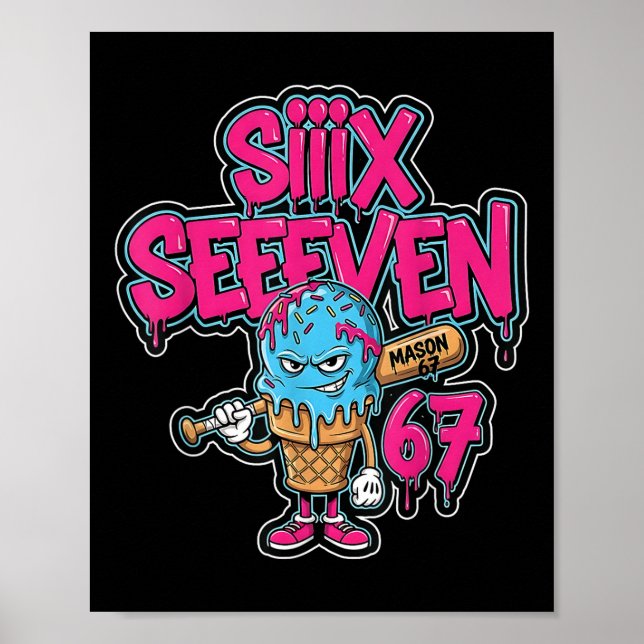 Six Seven 67 Bysebyll Spelare Glass Drip Meme L Poster (Framsidan)