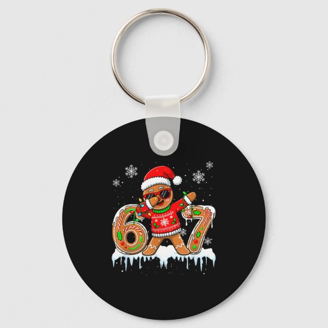 Six Seven 67 Christmas Funny Santa Gingerbread Dab Nyckelring (Framsida)