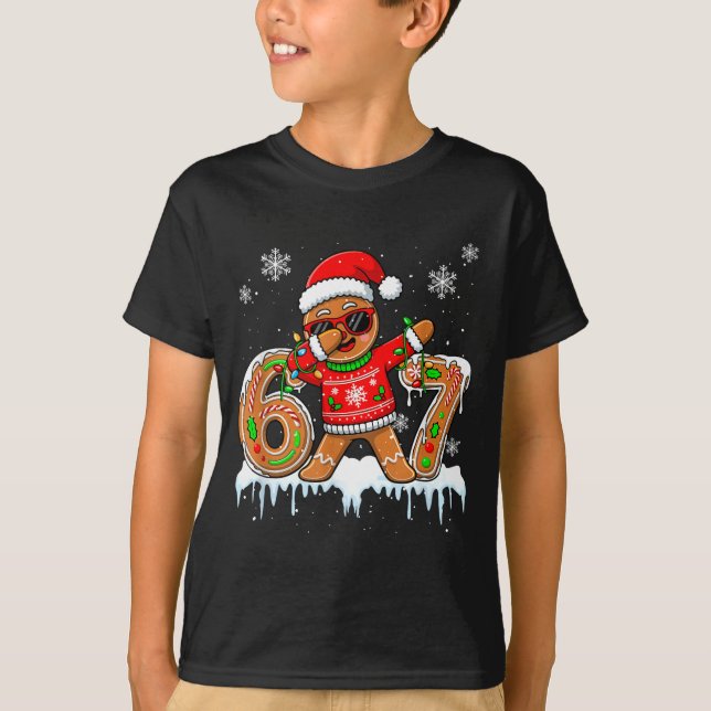 Six Seven 67 Christmas Funny Santa Gingerbread Dab T Shirt (Framsida)