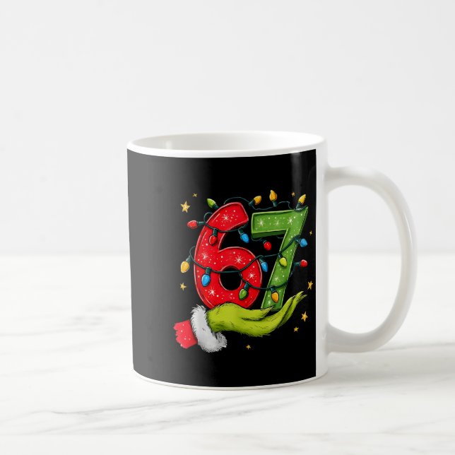 Six Seven 67 Christmas Lights Hand Signs Elf Light Kaffemugg (Höger)