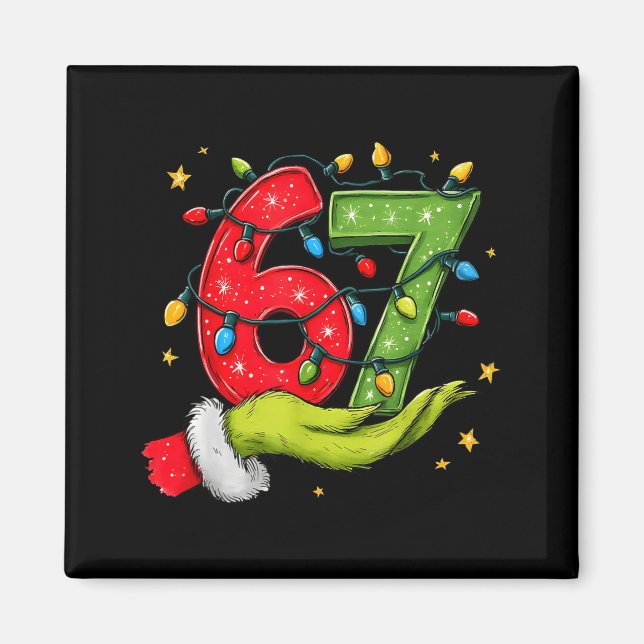 Six Seven 67 Christmas Lights Hand Signs Elf Light Magnet (Framsidan)