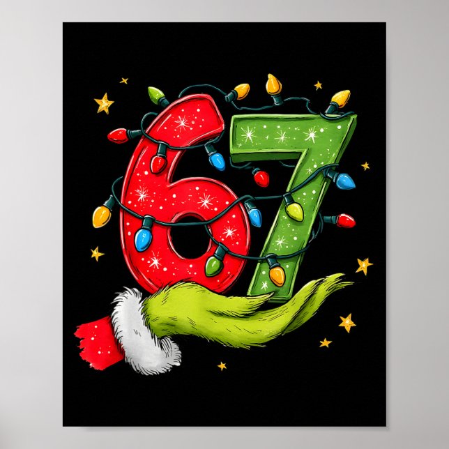 Six Seven 67 Christmas Lights Hand Signs Elf Light Poster (Framsidan)