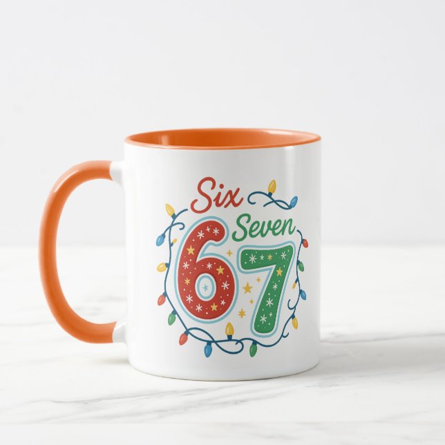 Six Seven 67 Christmas Meme Mug, Funny Holiday  Mugg (Vänster)