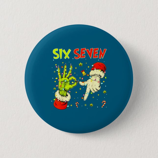 Six Seven 67 Funny Hand-sign Christmas Meme  Knapp (Framsida)