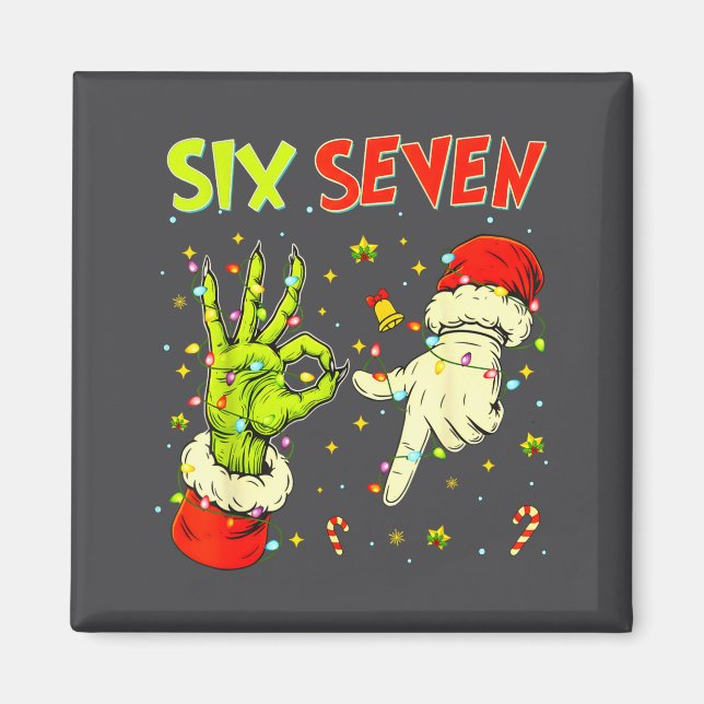 Six Seven 67 Funny Hand-sign Christmas Meme  Magnet (Framsidan)